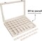 Velvet Jewelry Tray 48 Grid Jewelry Display Tray Organizer Box with Transparent Lid Rings Earrings Necklaces Pendants Display Box Suitable for Women and Girls (Beige)